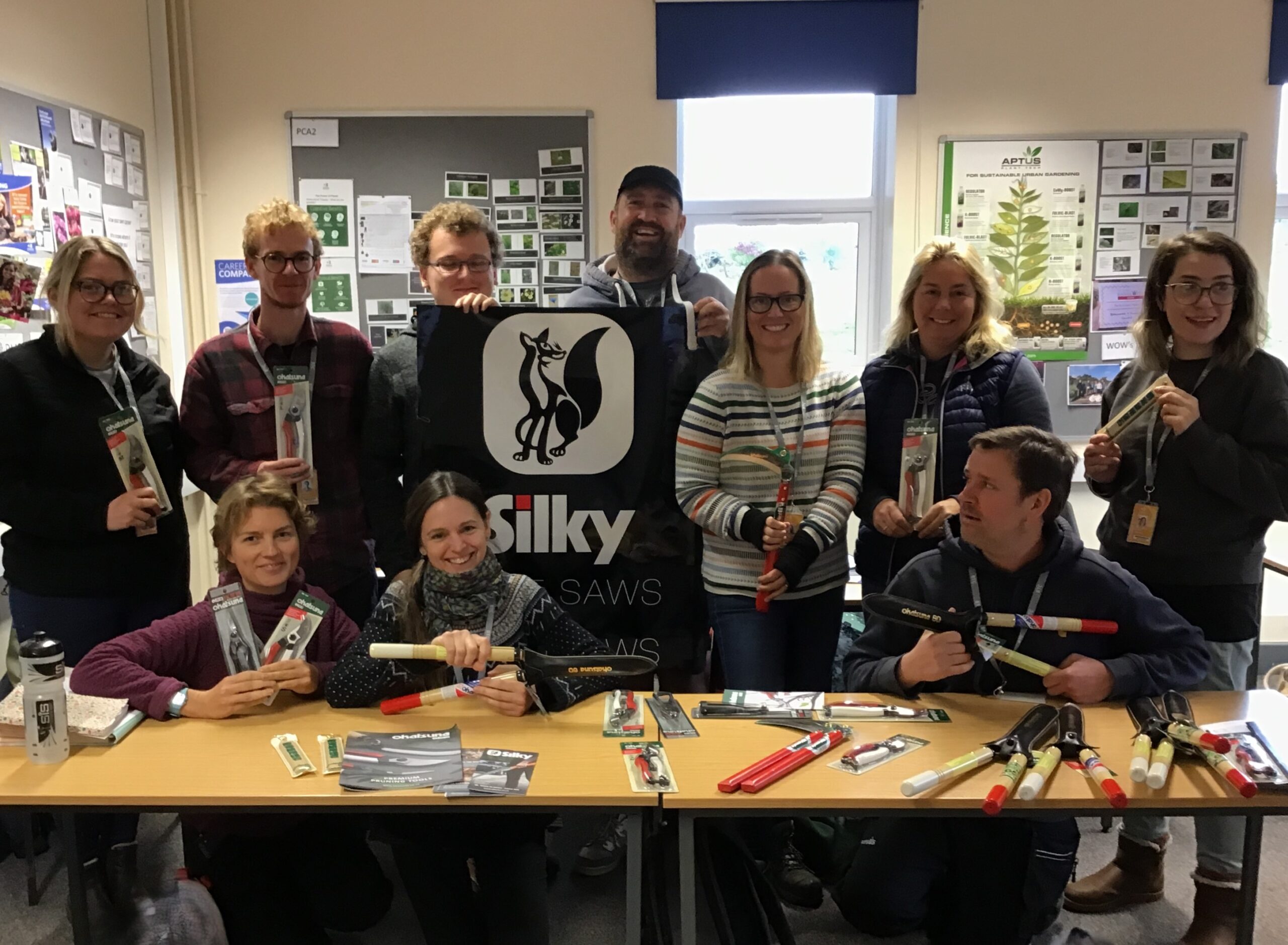 RHS adult learners pictured with the new tools gifted by Silky Saws and Okatsune